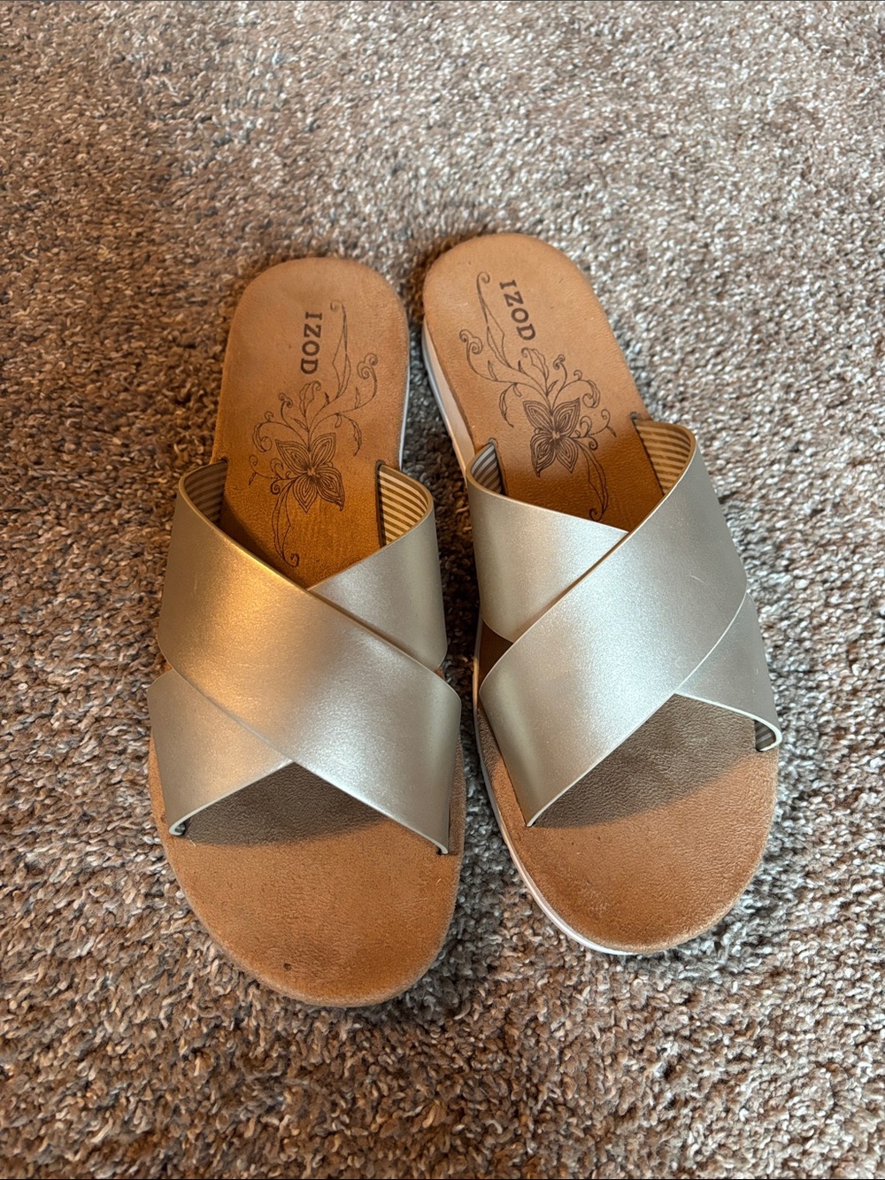 Izod Women's Metallic Crossover Slide Sandals